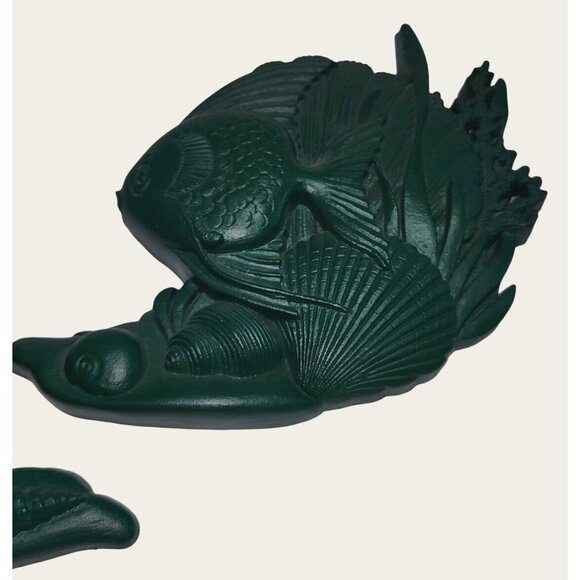 Vintage Homco Green Fish Wall Hanging Decor Set Of 2* 51 - Picture 9 of 11